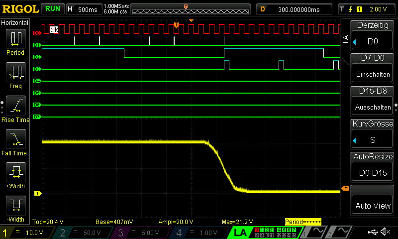 Oscilloscope image — application timing
