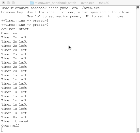 Build/run output on macOS